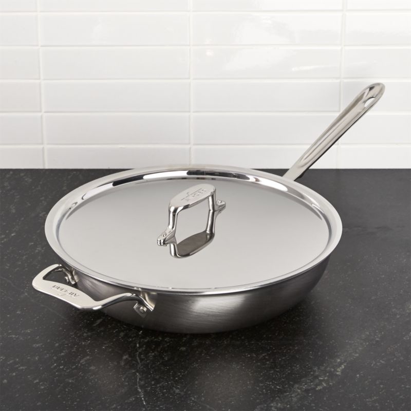 All-Clad d5 3 qt Brushed Stainless Steel Saucepan with Lid + Reviews |  Crate & Barrel