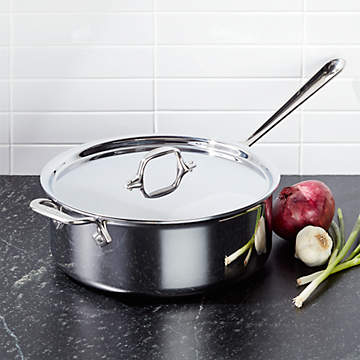 D5 Stainless Brushed 5-ply Bonded Cookware, Weeknight Pan with lid, 4 quart