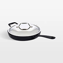 All-Clad Enameled Cast Iron 12" Skillet with Lid + Reviews | Crate & Barrel