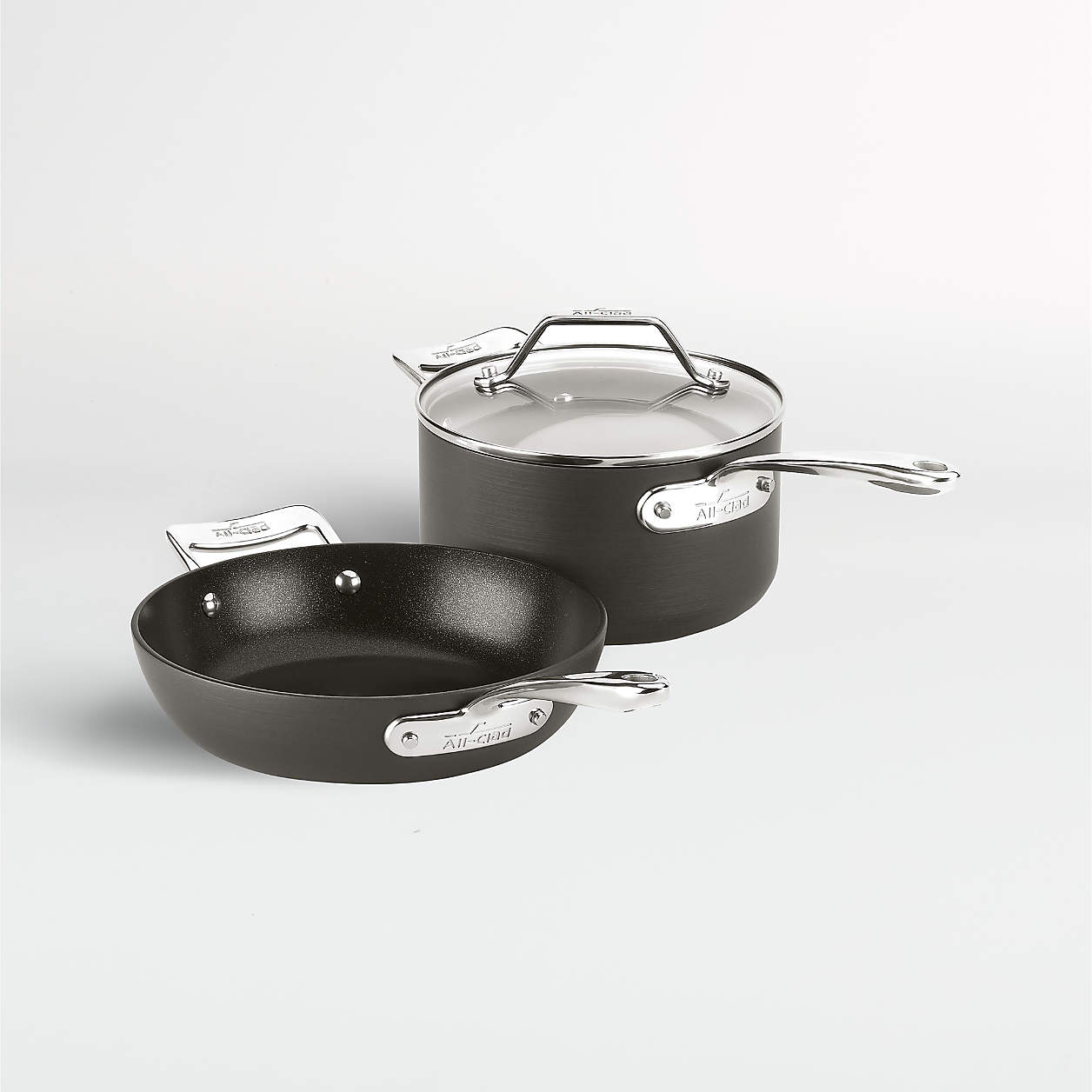 AllClad Essentials NonStick 3Piece Set + Reviews Crate & Barrel