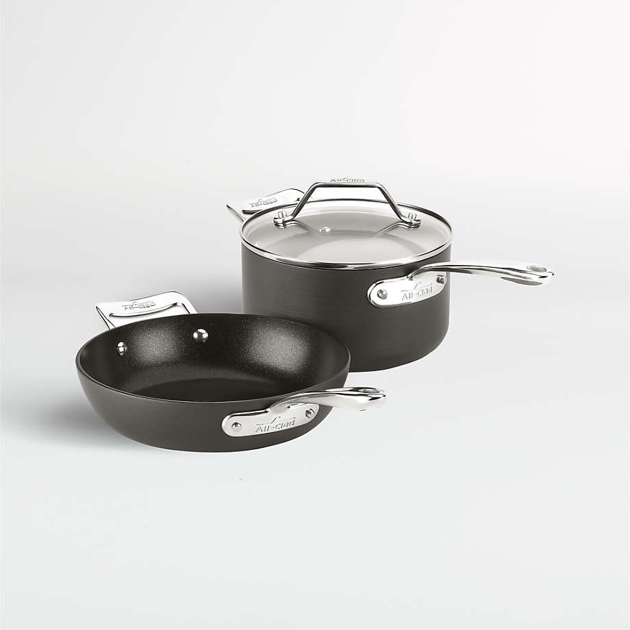 AllClad Essentials NonStick 3Piece Set + Reviews Crate & Barrel