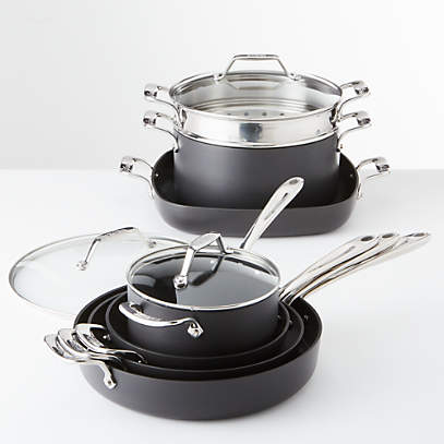 Essentials Nonstick Cookware Set, 2 piece Sauce Pan Set with lids