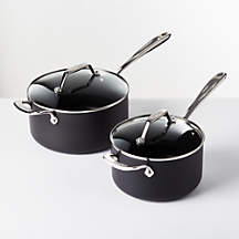 All-Clad Essentials Non-Stick Saucepans with Lids, Set of 2 + Reviews | Crate & Barrel