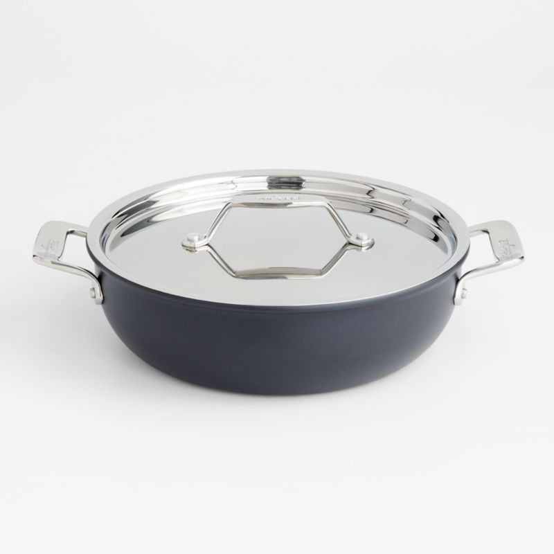 All-Clad Nonstick 4 Qt Essential Pan hard anodized w glass Lid 12”D New