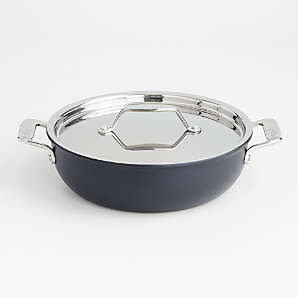 All-Clad d3 Stainless 6 qt. Sauté Pan with Lid + Reviews | Crate & Barrel