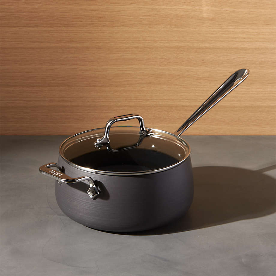 All-Clad HA1 Hard-Anodized Non-Stick 3.5-Qt. Sauce Pan with Lid and Loop + Reviews | Crate & Barrel