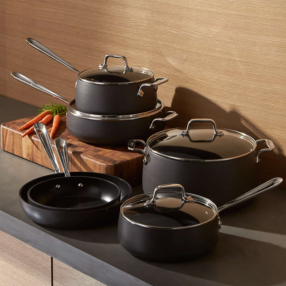 AllClad HA1 HardAnodized NonStick 10Piece Cookware Set Crate & Barrel