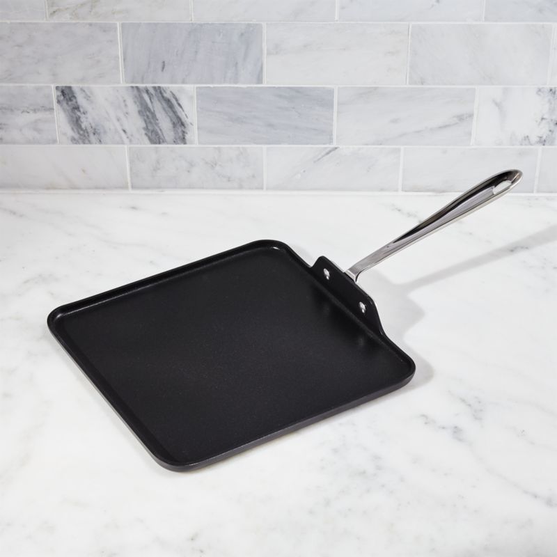 All-Clad Cast Iron Square Griddle with Acacia Trivet 11 Inch