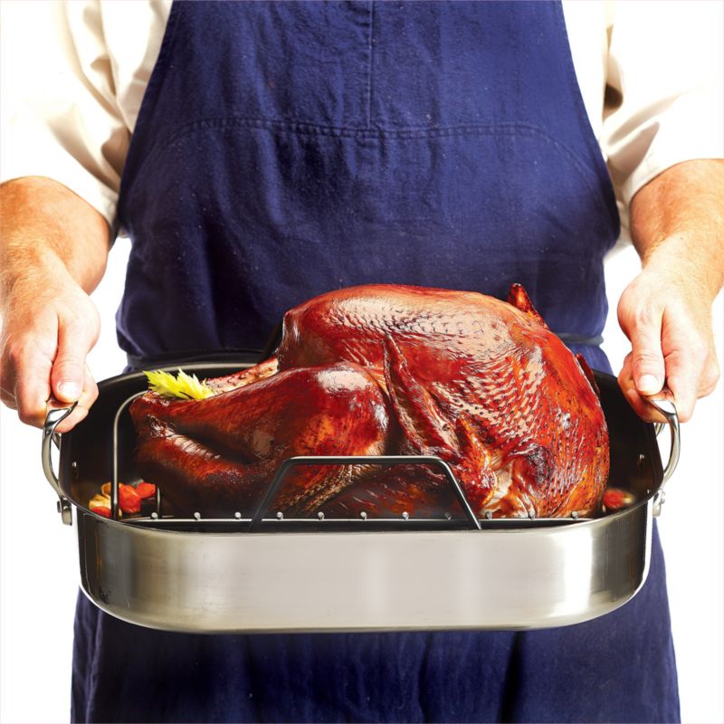 All-Clad ® Stainless Steel Non-Stick Large 16" Roaster with Rack - image 2 of 9