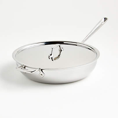 All-Clad d3 Stainless 10 Fry Pan with Lid + Reviews | Crate & Barrel