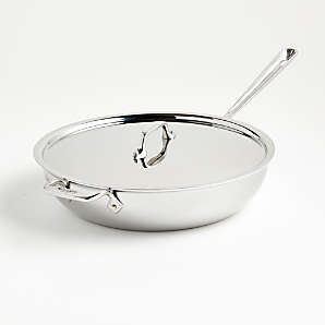 Cuisinart Classic 3.5qt Stainless Steel Saute Pan with Cover and Brushed  Gold Handles Matte White