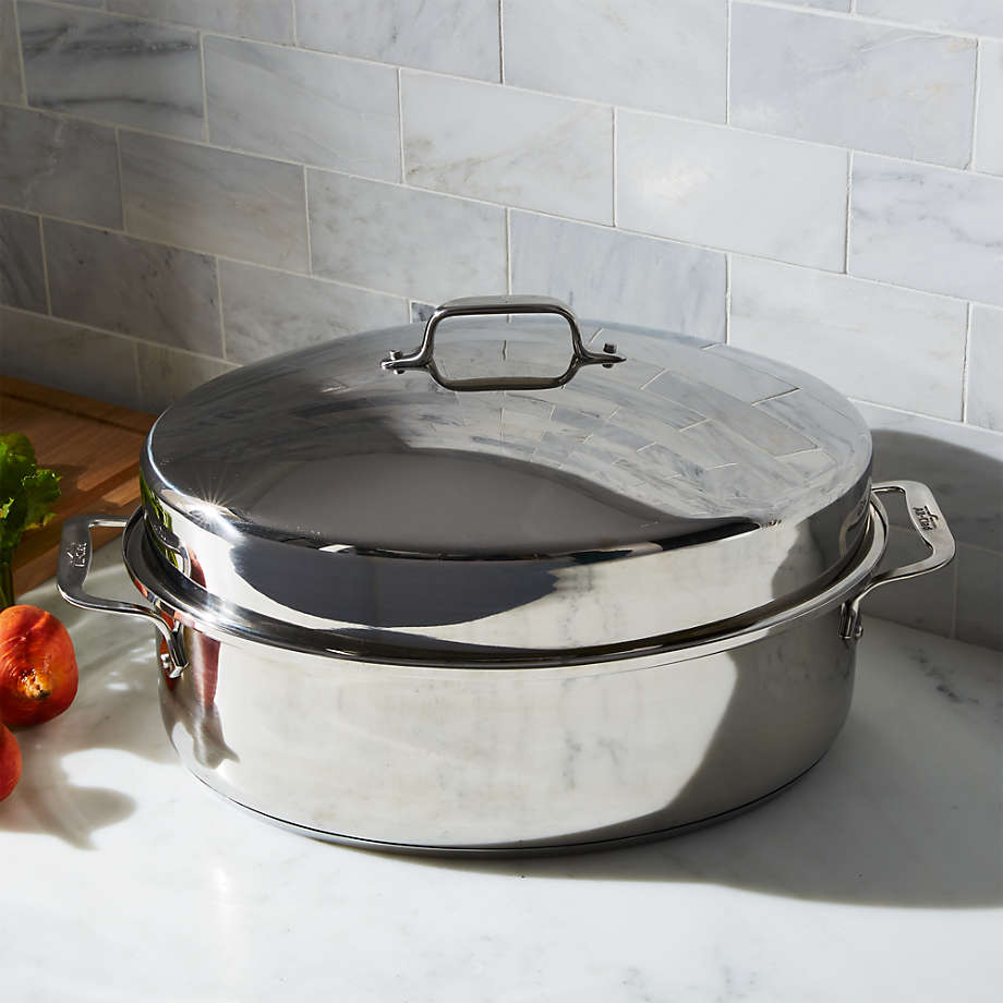 All-Clad Covered Oval 19.5" Roaster with Rack | Crate & Barrel