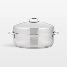 All-Clad 15" Stainless Steel Oval Roasting Pan with Rack and Lid + Reviews | Crate & Barrel