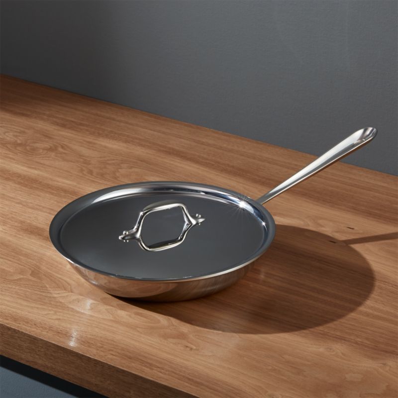 All-Clad d3 Stainless 10 Fry Pan with Lid + Reviews | Crate & Barrel