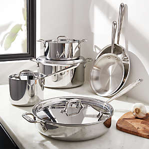 Pots and Pans Set, 10 Piece Stainless Steel Kitchen Removable