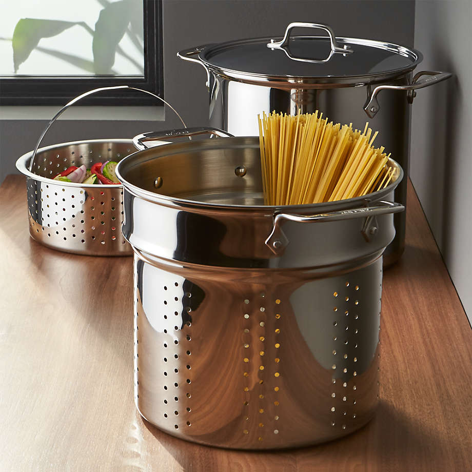 All Clad 12 Quart Perforated Stainless Steel Multipot and Steamer Basket  And Lid