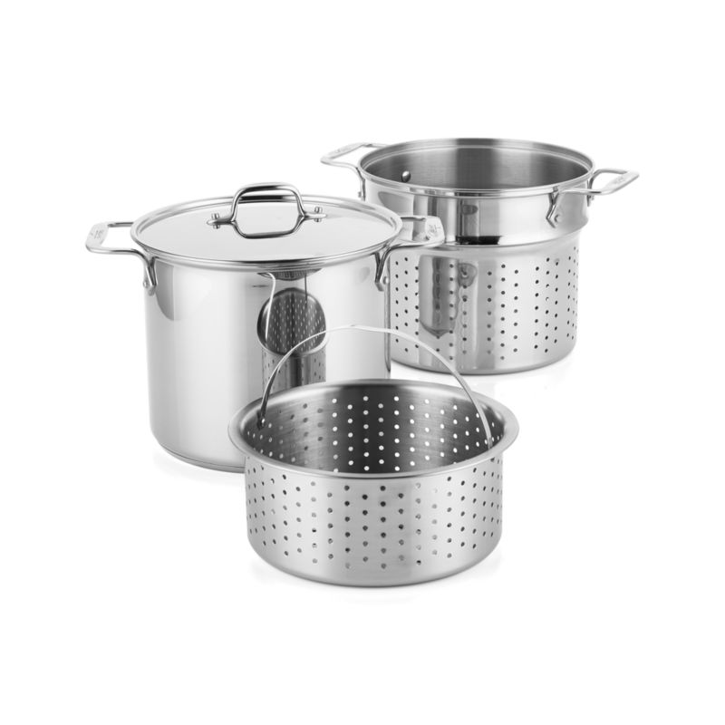 All Clad 8 Qt Stainless Steel Multipot With Perforated Insert And Steamer Basket Reviews 6900