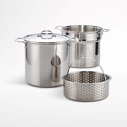 All-Clad 8-Qt. Stainless Steel Multipot with Perforated Insert and Steamer  Basket + Reviews, Crate & Barrel