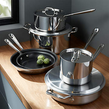 All-Clad d5 Brushed Stainless Steel 5-Piece Cookware Set + Reviews, Crate  & Barrel Canada