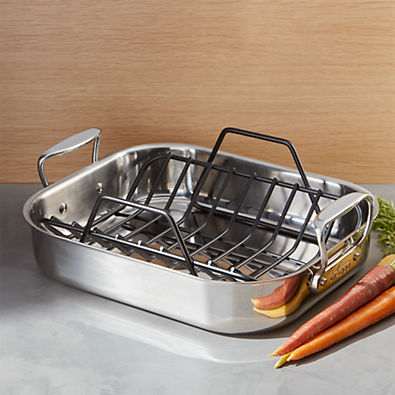 View All-Clad ® Small Stainless Steel 14.5" Roasting Pan with Rack details