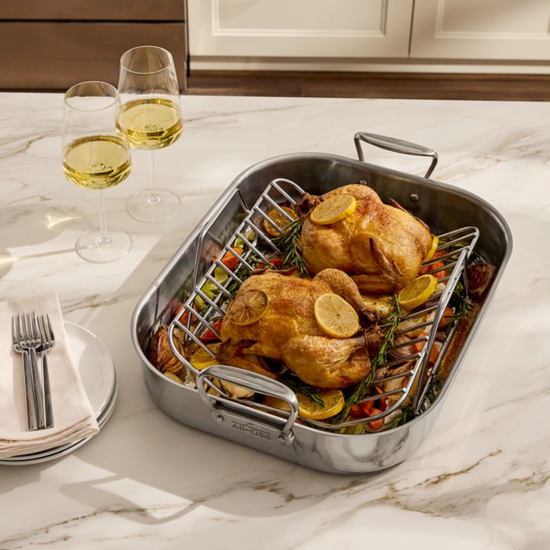 All-Clad ® Large 18"x14" Specialty Cookware Stainless Steel Roaster with Rack - image 3 of 9