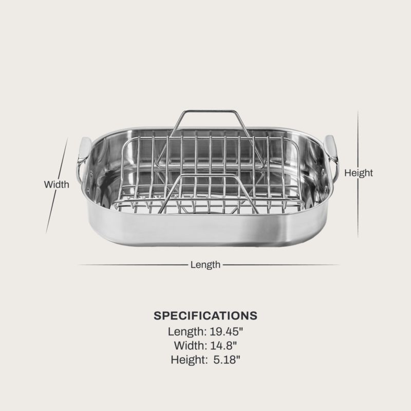 All-Clad ® Large 18"x14" Specialty Cookware Stainless Steel Roaster with Rack - image 8 of 9