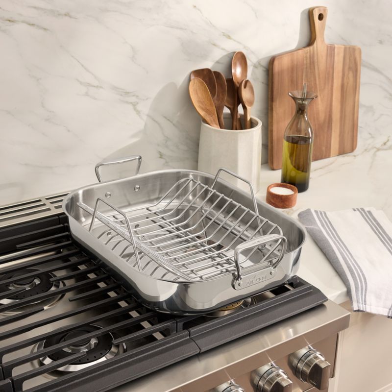 All-Clad ® Large 18"x14" Specialty Cookware Stainless Steel Roaster with Rack - image 5 of 9