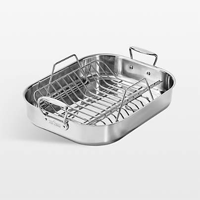 All-Clad ® Large 18"x14" Specialty Cookware Stainless Steel Roaster with Rack