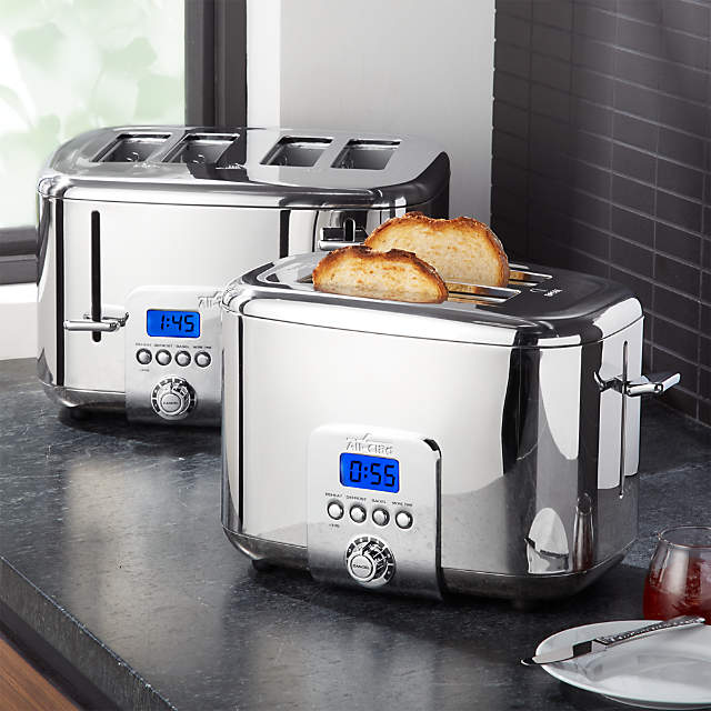 2-Slice Stainless Steel Long Toaster | Silver Glass Accent