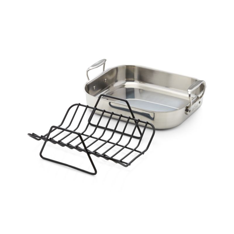 All-Clad ® Small Stainless Steel 14.5" Roasting Pan with Rack - image 5 of 5