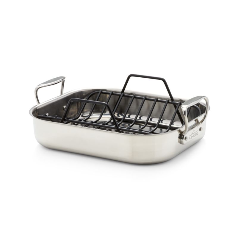 All-Clad ® Small Stainless Steel 14.5" Roasting Pan with Rack - image 2 of 5