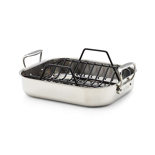 All-Clad ® Small Stainless Steel 14.5" Roasting Pan with Rack