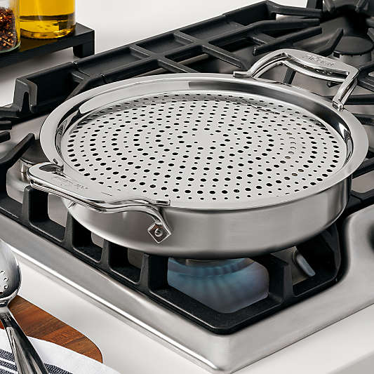 All Clad ® D5 4-Qt. Sauteuse with Lid and Strain & Splatter Guard