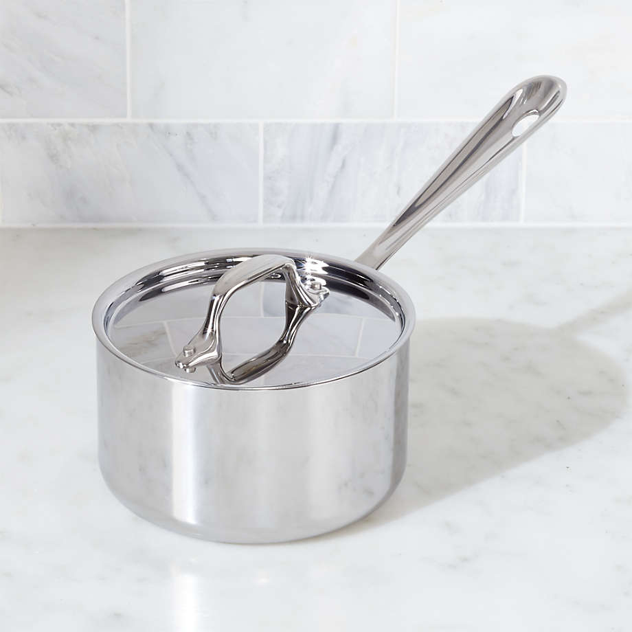 All-Clad d3 Stainless Steel 1.5-Qt. Saucepan with Lid + Reviews | Crate & Barrel