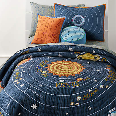 Solar System Space Kids Twin Quilt, Outer Space Twin Bedding