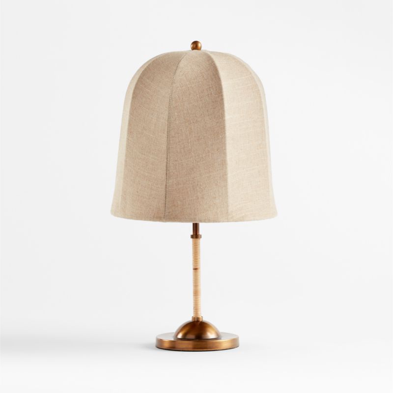 Allegra Rattan and Linen Dome Table Lamp by Jake Arnold 20.75" + Reviews | Crate & Barrel