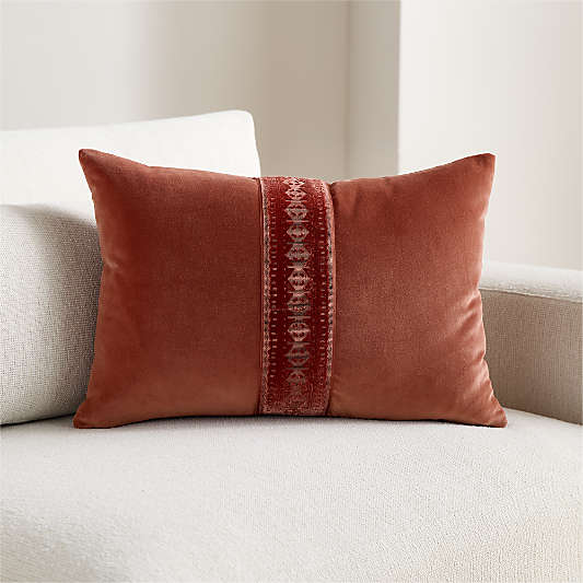 Alley Velvet Stripe 22"x15" Titian Red Throw Pillow by Venus Williams