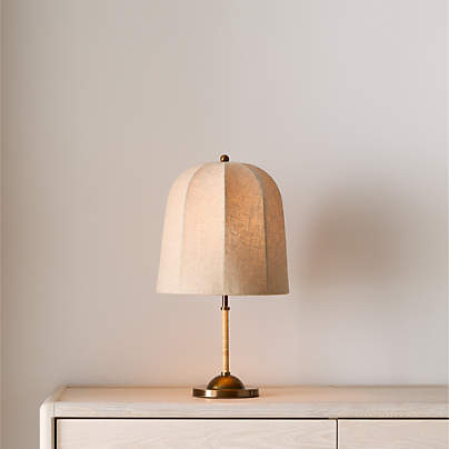 Allegra Rattan and Linen Dome Table Lamp by Jake Arnold 20.7"