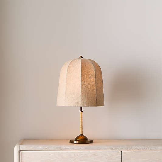Allegra Rattan and Linen Dome Table Lamp by Jake Arnold 20.7"