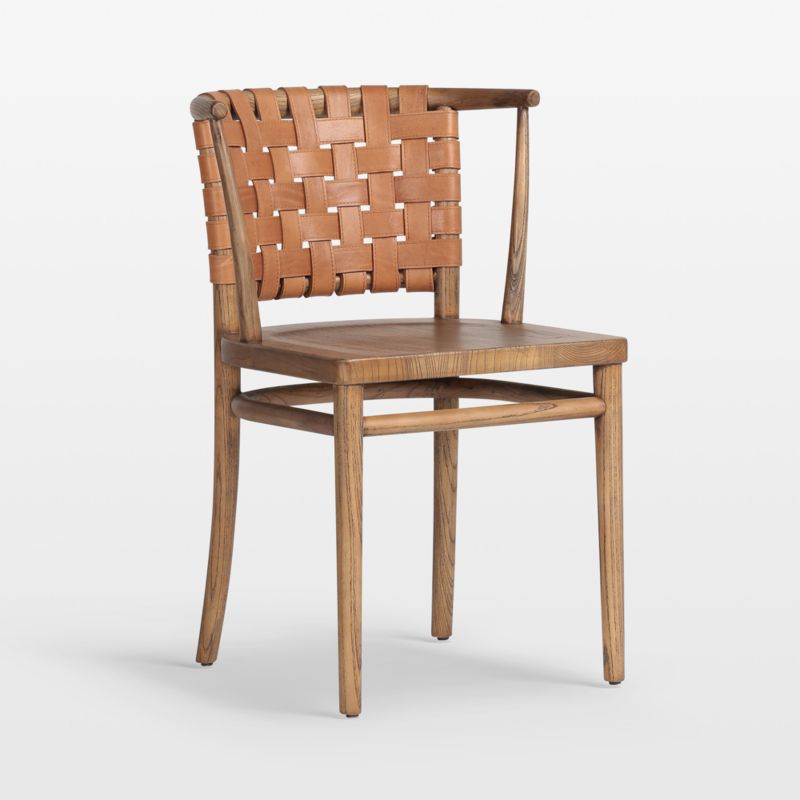 Allston Tobacco Toasted Leather Woven Dining Side Chair