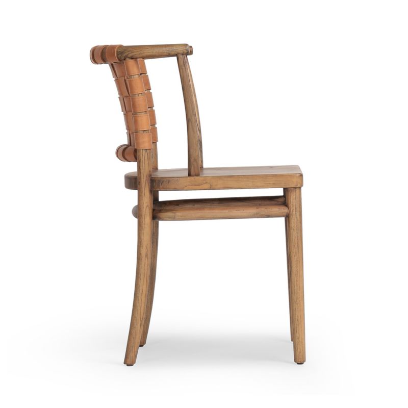 Allston Tobacco Toasted Leather Woven Dining Side Chair