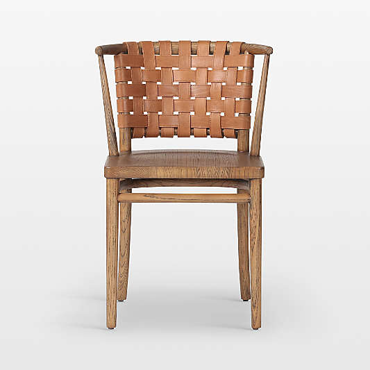Allston Tobacco Toasted Leather Woven Dining Side Chair