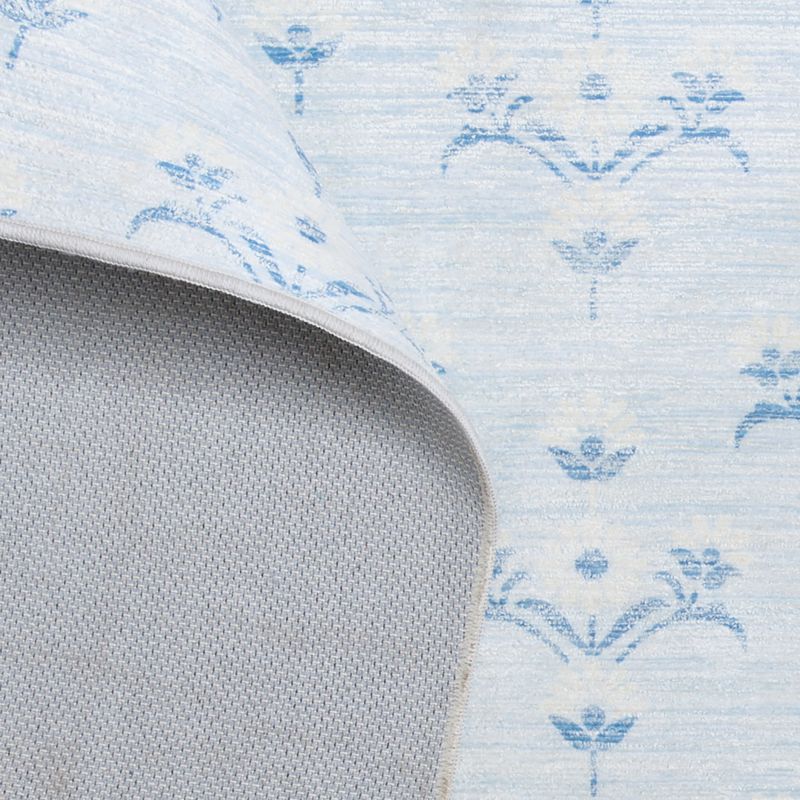 Alma Blue Floral Washable Kids Area Rug 4'x6' - image 3 of 5