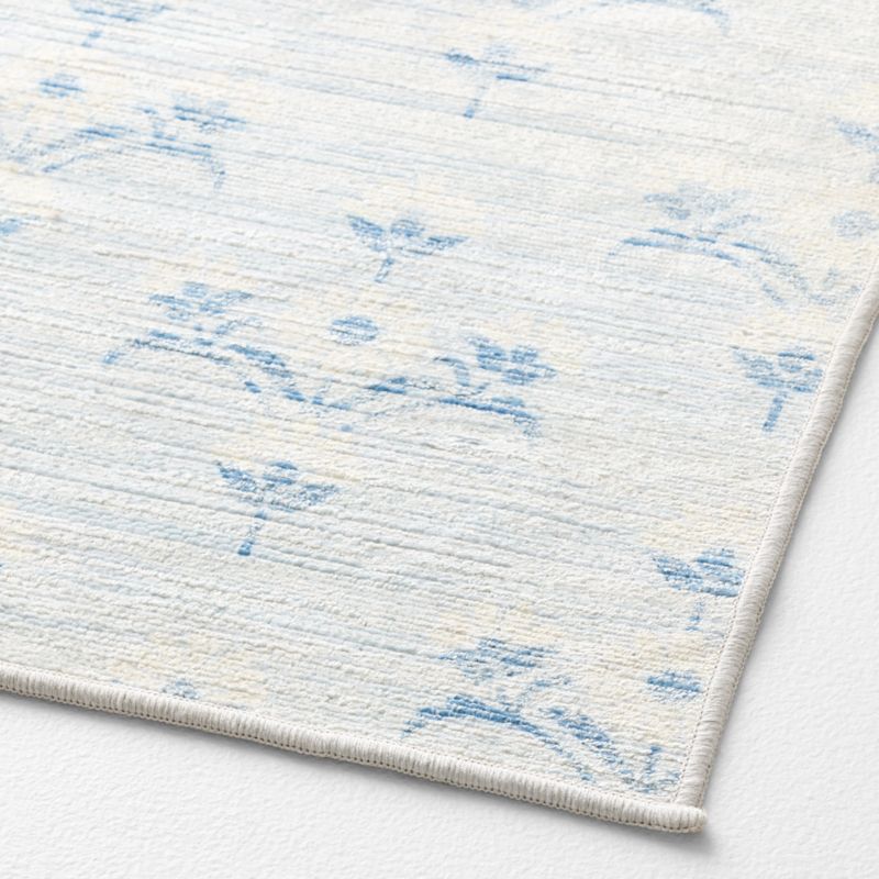 Alma Blue Floral Washable Kids Area Rug 4'x6' - image 4 of 5