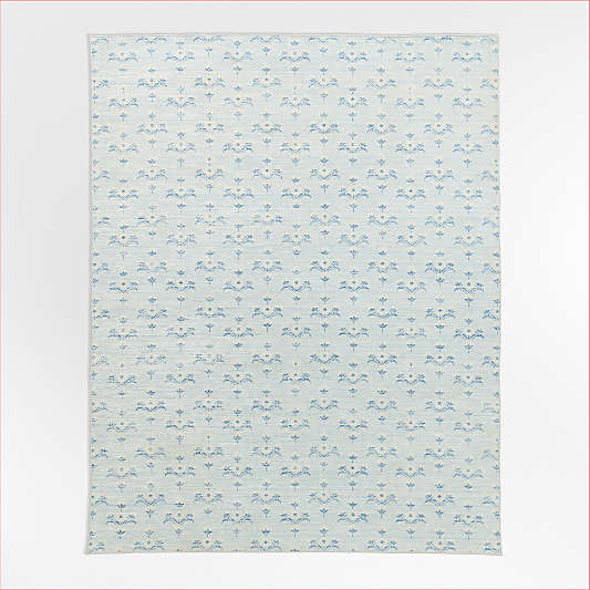 Alma Blue Floral Washable Kids Area Rug