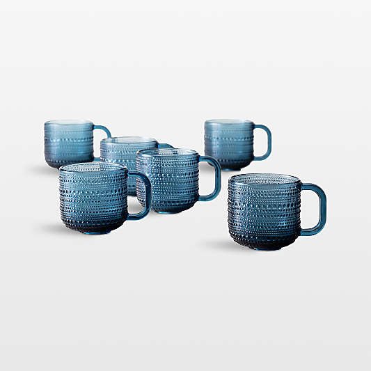 Alma 13.5-oz. Cornflower Glass Mugs, Set of 6