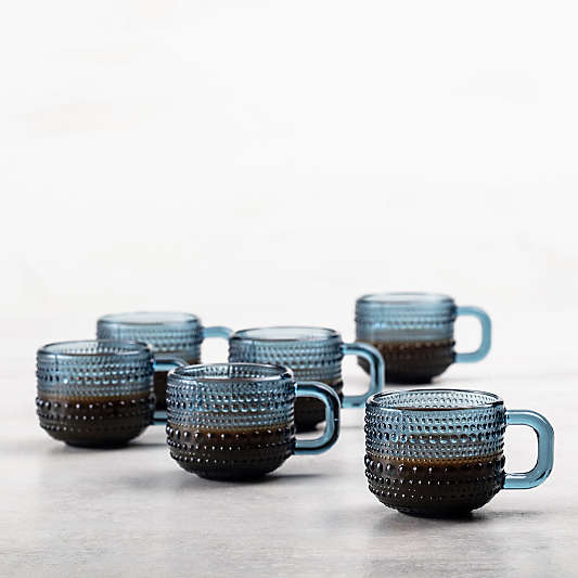Alma 3-oz. Cornflower Glass Mini Espresso Mugs, Set of 6
