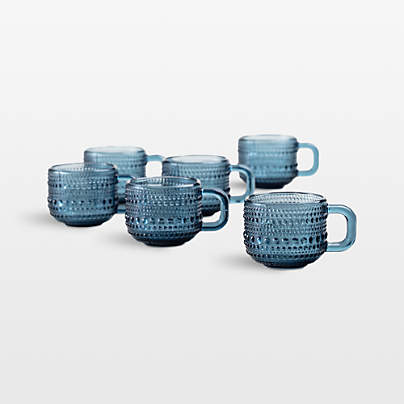 Alma 3-oz. Cornflower Glass Mini Espresso Mugs, Set of 6