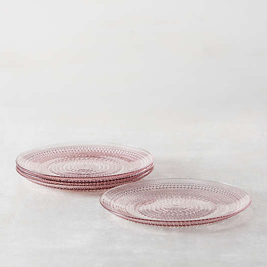 Alma Pink Glass Dinner Plates, Set of 4