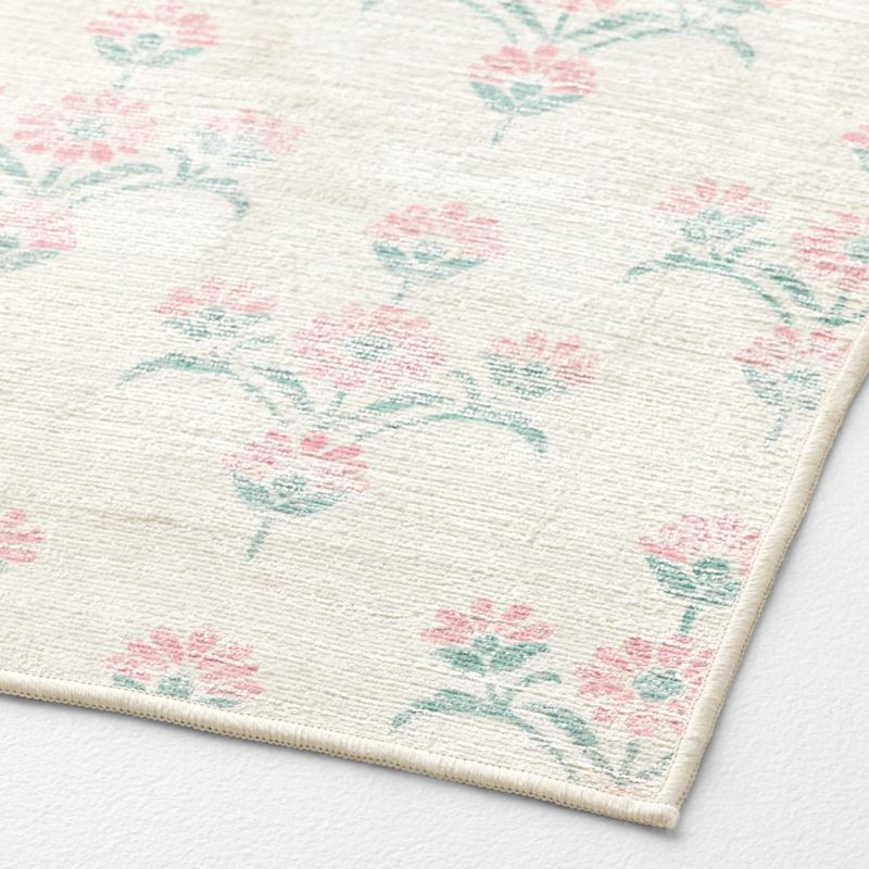 Alma Pink Floral Washable Kids Area Rug 4'x6' - image 4 of 5